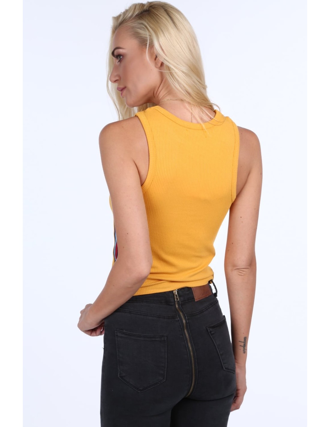 Mustard ribbed top with stripes 0300 - Online store - Boutique